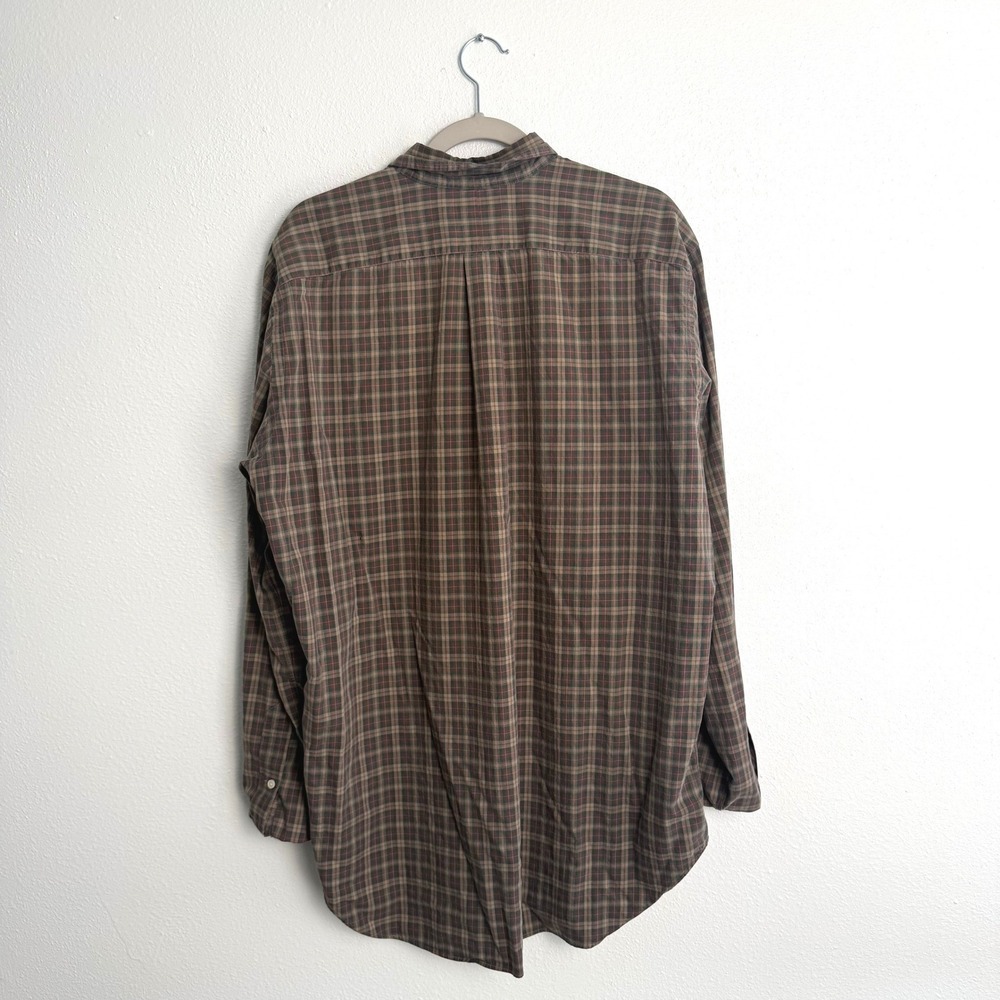Ralph Lauren Mens LT Tall Classic Fit Brown Plaid Button Down Shirt Long Sleeve - Picture 5 of 8
